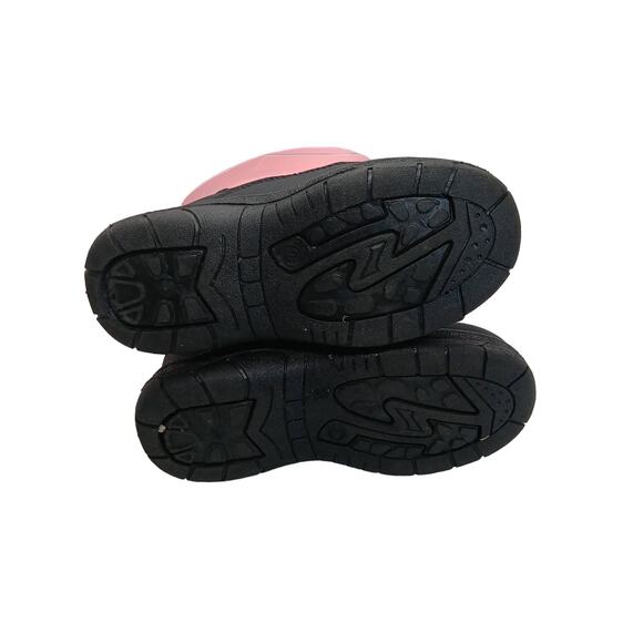 Pink and Black Snow Boots Size 2 Girls Plush Lining Velcro Closure Used Once - Picture 6 of 8